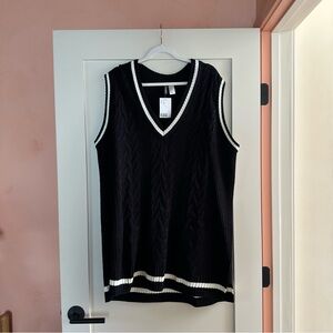 H&M Black Sweater Vest with White Trim